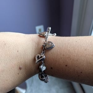 Sterling silver heart charm bracelet
